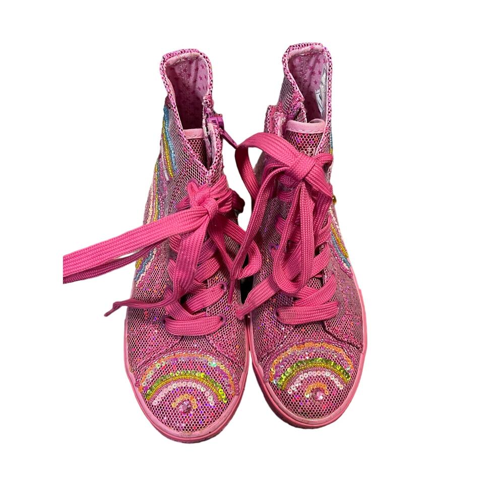 Lelli Kelly Kids Pink Sequin High-Top Boots with Rainbow Detail